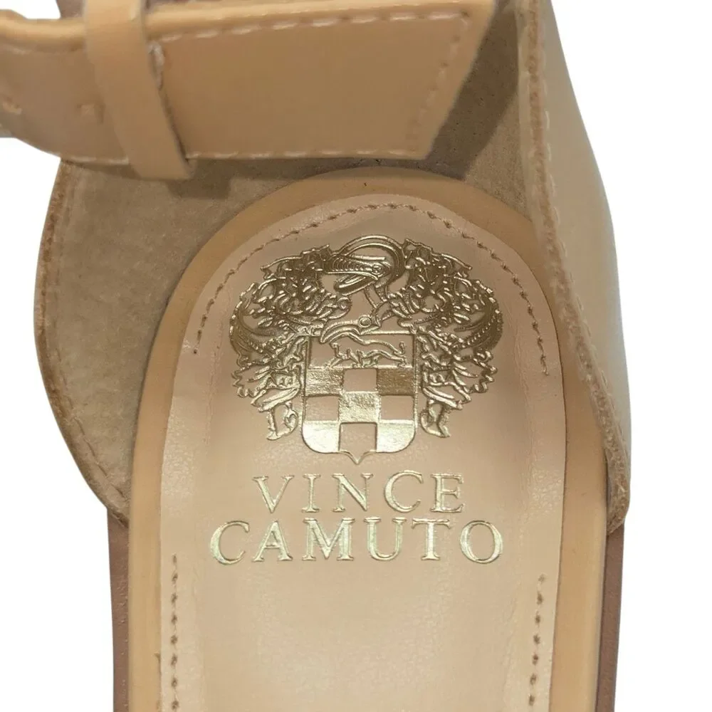 Vince Camuto VC-KERESHA Leather Open Toe Ankle Strap Sandals 8.5M Tan Brazil NEW